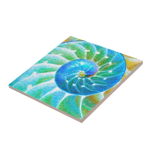 青いオウムガイ タイル (側面)