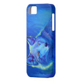 青いオオカミのiPhoneの5/5Sカスタムな場合の|オオカミのデザイン Case-Mate iPhoneケース (裏面左)