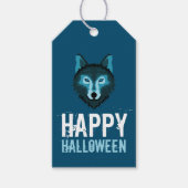 青いオオカミ、ハロウィンおめでとう ギフトタグ (正面)