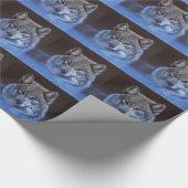 青いオオカミ ラッピングペーパー (角)