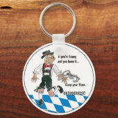 青いオクトーバーフェストパーソナライズされたキーチェーン キーホルダー (正面)