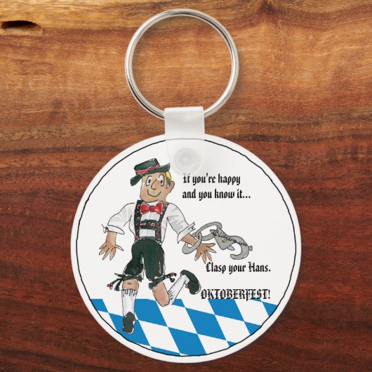 青いオクトーバーフェストパーソナライズされたキーチェーン キーホルダー (正面)