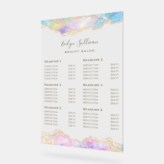 青いオパールデザイン価格表 アクリルサイン (傾斜)