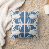 青いオフホワイト対称モザイク地中海のク クッション (ブランケット)