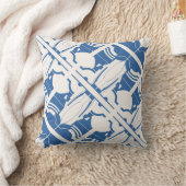 青いオフホワイト斜めモザイク地中海のモチーフ クッション (ブランケット)