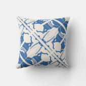 青いオフホワイト斜めモザイク地中海のモチーフ クッション (裏面)