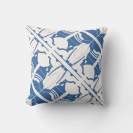 青いオフホワイト斜めモザイク地中海のモチーフ クッション