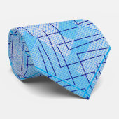青いオフホワイトBGの線とパッチのパターン ネクタイ (ロール)