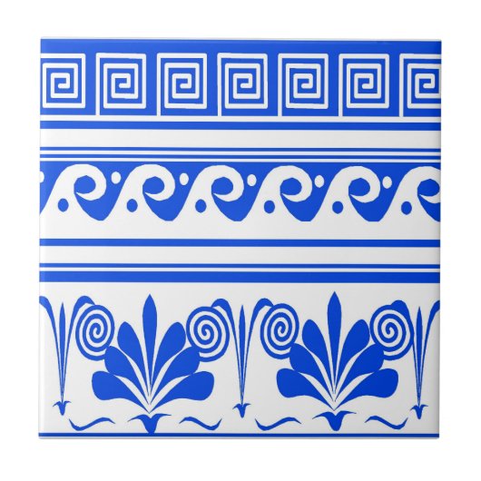 青いオランダの波の花 タイル (正面)