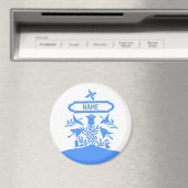 青いオランダの花、名前を追加 マグネット (インサイチュ (食洗機))