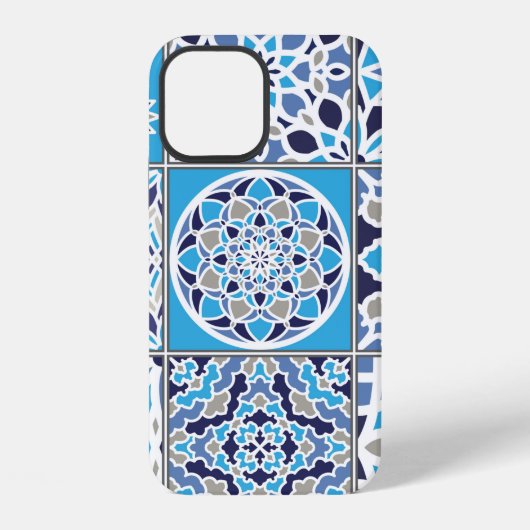 青いオランダタイルパターン iPhoneケース (裏面)