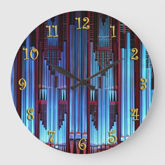 青いオルガンパイプ ラージ壁時計 (正面)