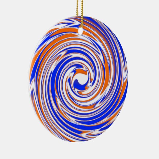 青いオレンジおよび白い優れたオーナメント セラミックオーナメント (右)