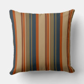 青いオレンジとオリーブのストライプ クッション (裏面)