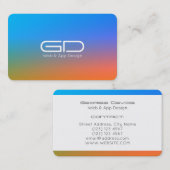 青いオレンジのグラデーションのモダンスタイル 名刺 (正面/裏面)