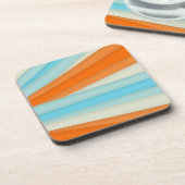青いオレンジのストライプなコースター コースター (左側)