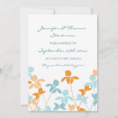 青いオレンジ写真の駆け落ちの発表カード 案内状 (裏面)