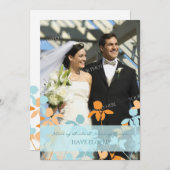 青いオレンジ写真の駆け落ちの発表カード 案内状 (正面/裏面)