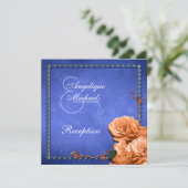 青いオレンジ結婚式のヴィンテージの披露宴 招待状 (スタンド正面)