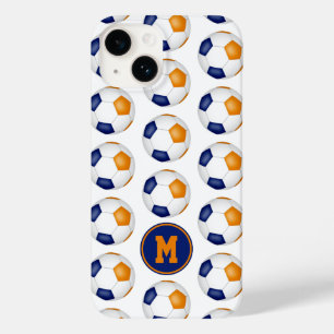 青いオレンジ色のサッカーボールモノグラムの模様 Case-Mate iPhone 14ケース
