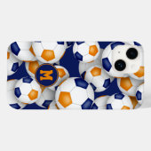 青いオレンジ色のチームの色の子供のサッカーボールのパターン Case-Mate iPhoneケース (裏面 (横))
