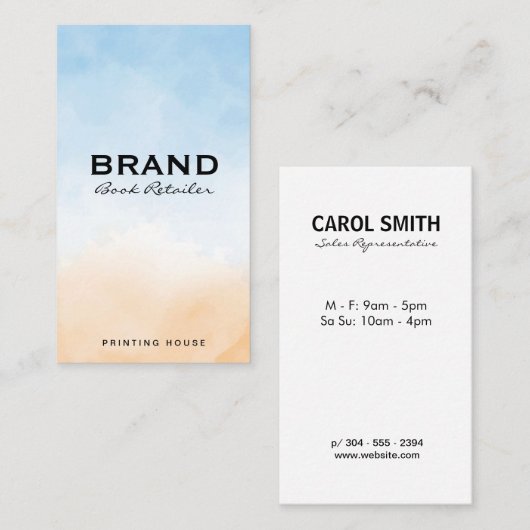 青いオレンジ色のテクスチャブレンドバックグラウンド 名刺 (正面/裏面)