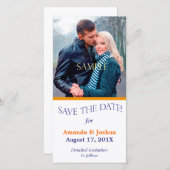 青いオレンジ色のテンプレート日付の結婚保存 セーブザデート (正面/裏面)