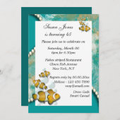 青いオレンジ色のビーチ誕生日PERSONALIZED 招待状 (正面/裏面)