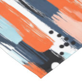 青いオレンジ色のブラシストローク抽象芸術パターン テーブルクロス (アングル)