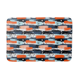 青いオレンジ色のブラシストローク抽象芸術パターン バスマット