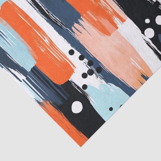 青いオレンジ色のブラシストローク抽象芸術パターン 薄葉紙 (詳細)