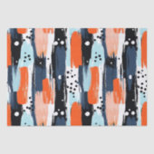 青いオレンジ色のブラシストローク抽象芸術パターン 薄葉紙 (正面)