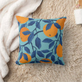 青いオレンジ色の分岐パターン クッション (ブランケット)