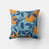 青いオレンジ色の分岐パターン クッション (裏面)