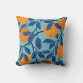 青いオレンジ色の分岐パターン クッション (正面)