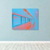青いオレンジ色の地下鉄のパリの女性の芸術 キャンバスプリント (インサイチュ (ウッドフロア))