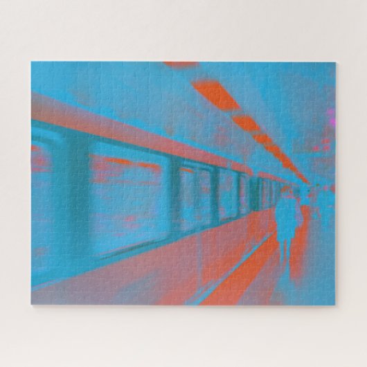 青いオレンジ色の地下鉄のパリの女性の芸術 ジグソーパズル (横)