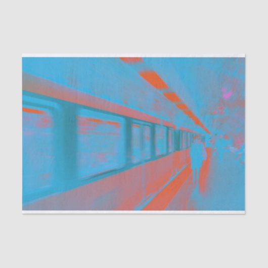 青いオレンジ色の地下鉄のパリの女性の芸術 薄葉紙 (正面)