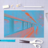 青いオレンジ色の地下鉄のパリの女性の芸術 薄葉紙 (クラフト)