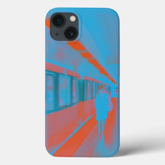 青いオレンジ色の地下鉄のパリの女性の芸術 Case-Mate iPhoneケース (裏面)