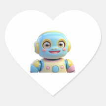 青いオレンジ色の笑顔のロボットのシール