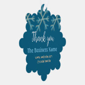 青いオレンジ色の雪がビジネス名のクリスマスを追加 オーナメントカード (右)