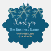 青いオレンジ色の雪がビジネス名のクリスマスを追加 オーナメントカード (裏面)