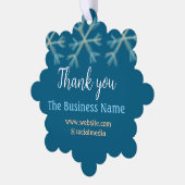 青いオレンジ色の雪がビジネス名のクリスマスを追加 オーナメントカード (左)