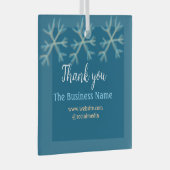 青いオレンジ色の雪がビジネス名のクリスマスを追加 ガラスオーナメント (正面右)