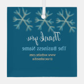 青いオレンジ色の雪がビジネス名のクリスマスを追加 ガラスオーナメント (裏面)