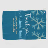 青いオレンジ色の雪がビジネス名のクリスマスを追加 ゴルフタオル (横)