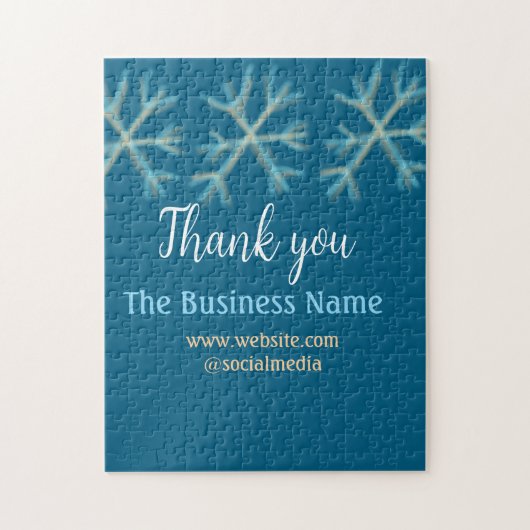 青いオレンジ色の雪がビジネス名のクリスマスを追加 ジグソーパズル (縦)