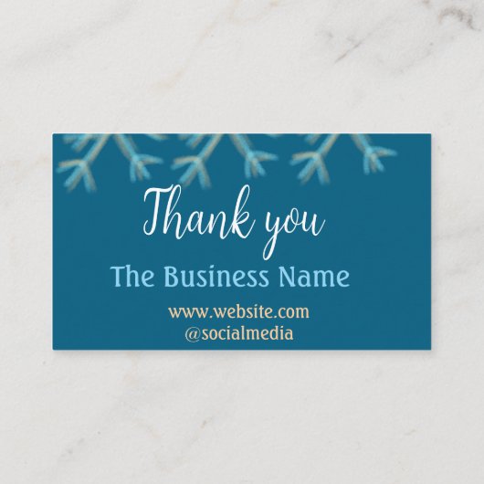 青いオレンジ色の雪がビジネス名のクリスマスを追加 名刺 (裏面)