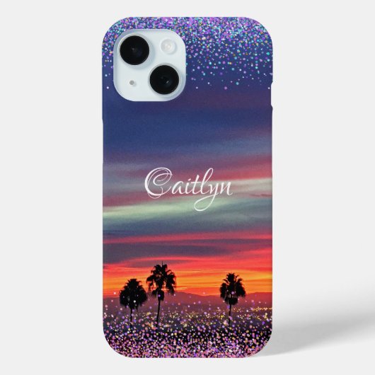 青いオレンジ色の雲の夕日のグラデーション紙吹雪ドット名 Case-Mate iPhoneケース (裏面)